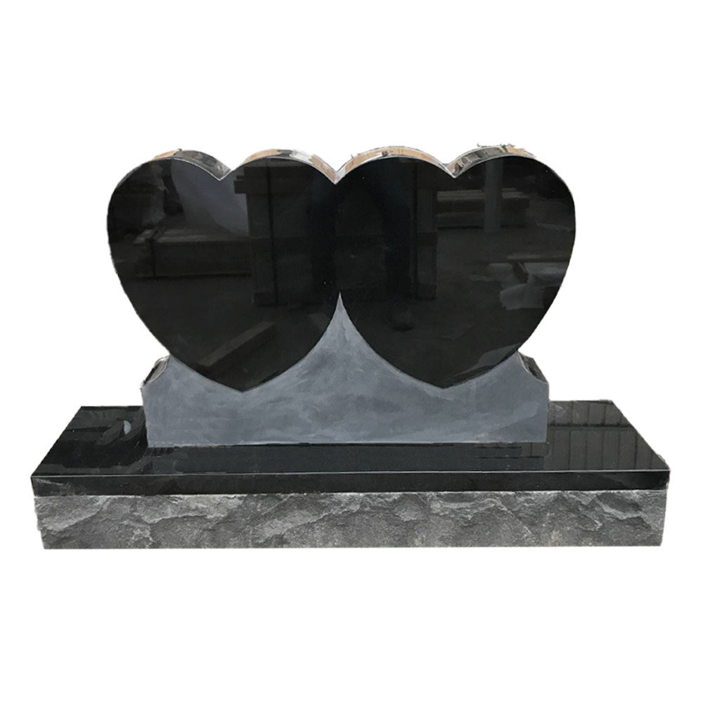 American Doube Heart Black Granite Monument